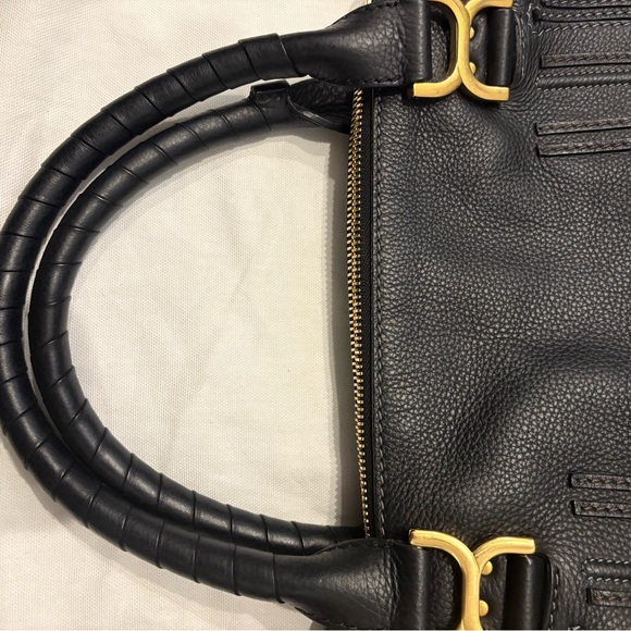 Chloe Marcie Medium Satchel Bag - Black Pebbled Leather - Excellent Condition! - Picture 11 of 17